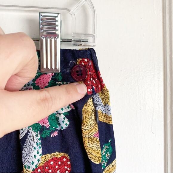 Vintage Susan Bristol Navy Straw Hat Print Pleated Midi Skirt Grandmacore 12 - Picture 5 of 9